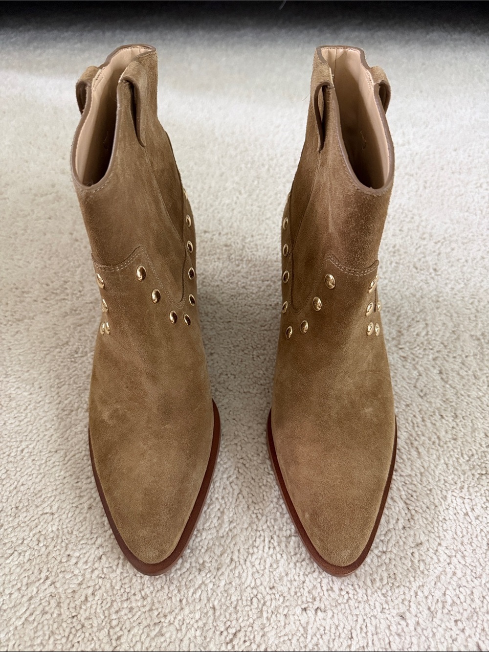 Coach Tan Suede Studded Western Ankle Boots - Picture 6 of 6